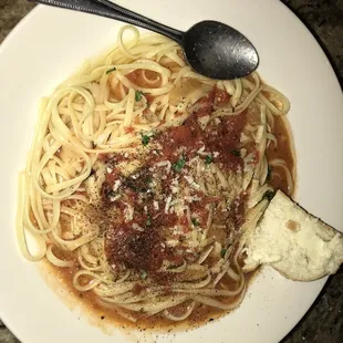 Pasta and red clam sauce. Really great