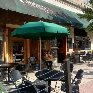 tables and umbrellas