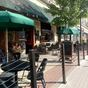 outdoor seating and tables