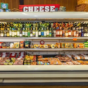 a display of cheese and other foods