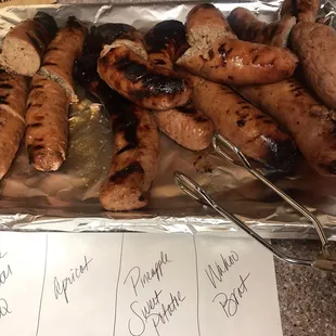 Sausage fest for the family!  Yummy!