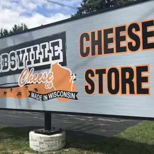 a sign for cheese store