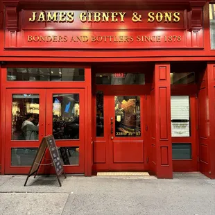 the entrance to a restaurant