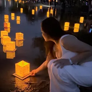 Releasing lantern and setting positive intentions