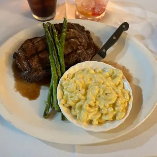 14oz NY strip. This was supposed to have a compound butter on top, but I believe I got another dishes demi glaze instead.