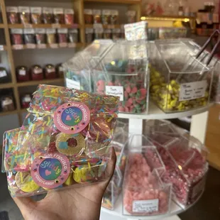 Candy display and candy bags