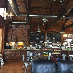 Order counter, comfy seating, lots of light!