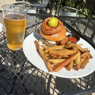 Begyle Blonde beer and Build Your Own Burger