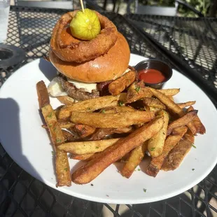 Build Your Own Burger and fries