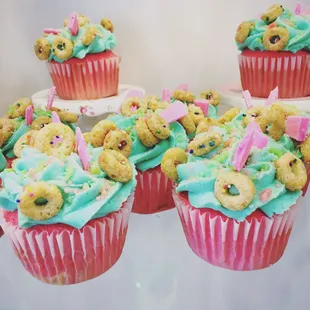 a display of cupcakes