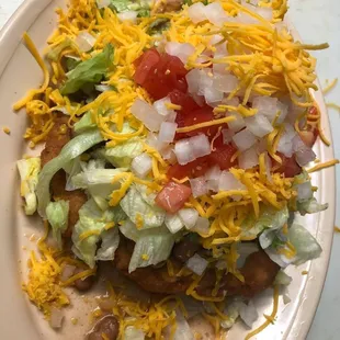 a taco salad on a plate