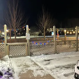 Outdoor patio with lights