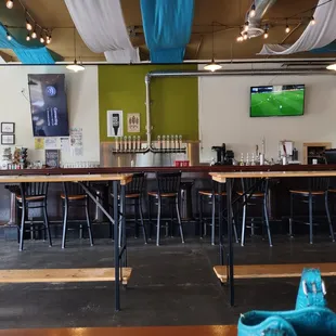 Taps &amp; bar. The tap list is on the long wifi tv