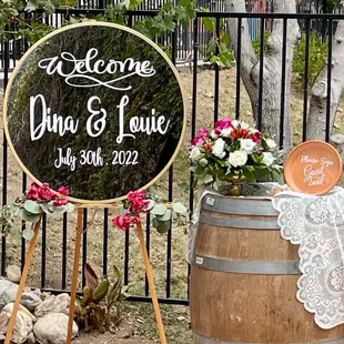 a welcome sign for a wedding