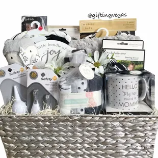 Chic gender neutral baby gift basket