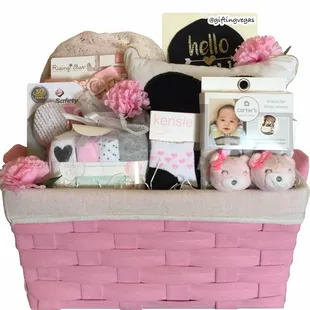 Baby girl themed gift basket