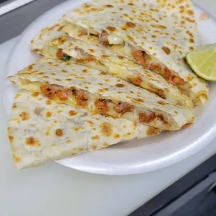 a plate of quesadillas