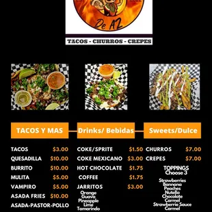 a menu for a mexican restaurant