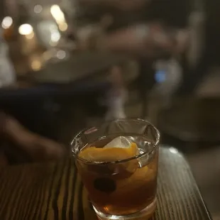 The 1919 old fashioned. An American classic with a luxardo cherry and Demerara bitters.