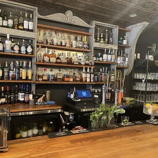 Beautifully stocked bar.