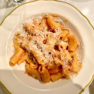 a plate of pasta with parmesan cheese