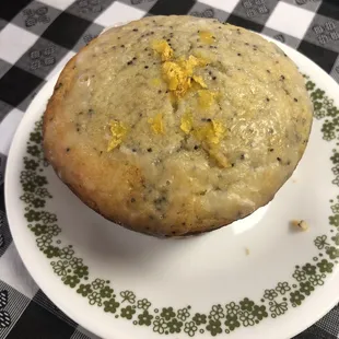 a muffin on a plate
