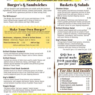 A copy of the lunch menu.