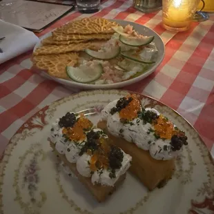 Grouper rillettes and caviar &amp; polenta