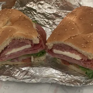 Mambo Italiano. Toasted, everything but hots. It already has a kick from capicola. Hearty. Good.