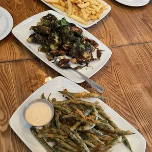 Tempura Green Beans, Crispy Brussel Sprouts, and Truffle Fries