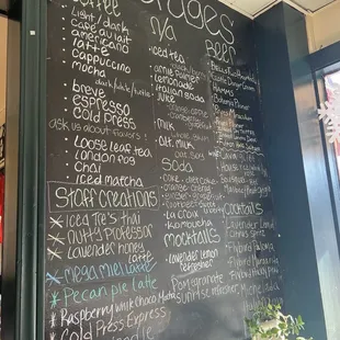 Hand-written drinks menu board!
