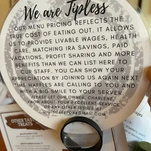 a menu and a magnifying glass