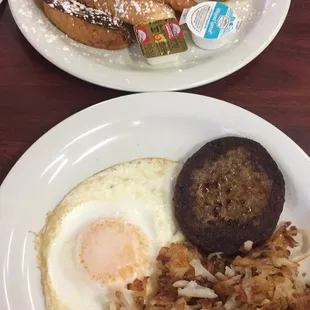 Lite start $4.49 1 egg, hash brown or house potato, sausage or bacon or ham, toast (but I exhange with 2 french toast $2.59 ) 7/21/17