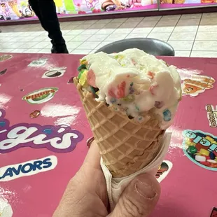 Fruity Pebbles Waffle Cone