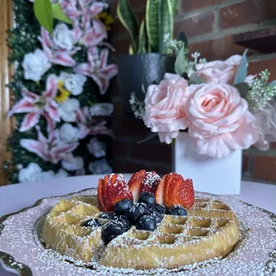 Blueberry strawberry waffle.