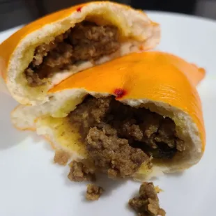 Beef empanada insides out.