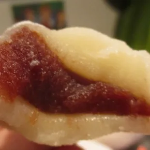 inside the delicious red bean mochi of Japan