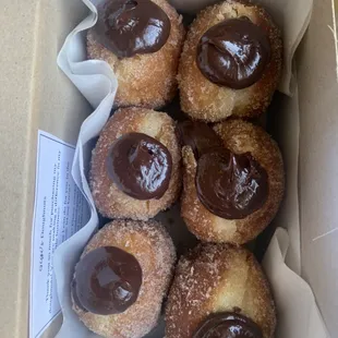 Chocolate ganache filled mini doughnuts