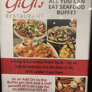 the menu for the restaurant