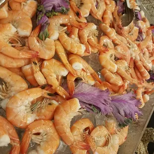 a tray full of shrimp