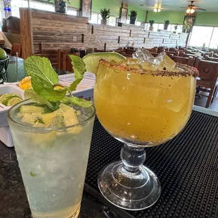 Mojito and mango margaritas