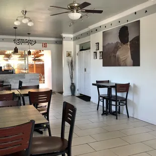Front dining area. There is an outdoor space in the back.