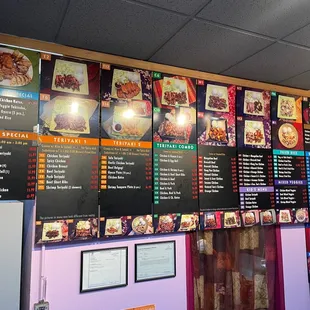 Menu on wall as seen September 2022