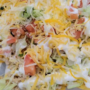 Taco salad was pretty, but I recommend the tacos instead.