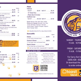 2023 GILA HANK'S MENU 1