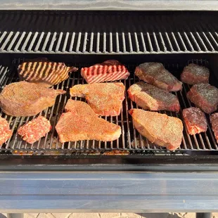 Double 2.5&quot; Prime Cowboys, 2-Porterhouse T bones, 4-Prime Rib Eyes, 2- filet mignon and my favorite... the free sausage samples!