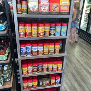 a display of spices and condiments