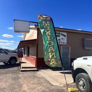 a truck parked in front of it