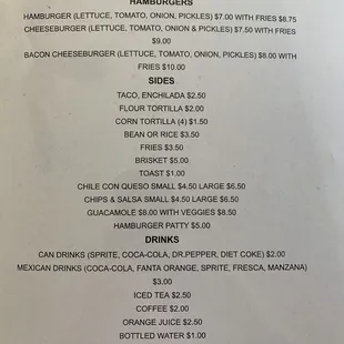 menu
