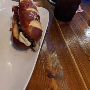 Philly on pretzel bun